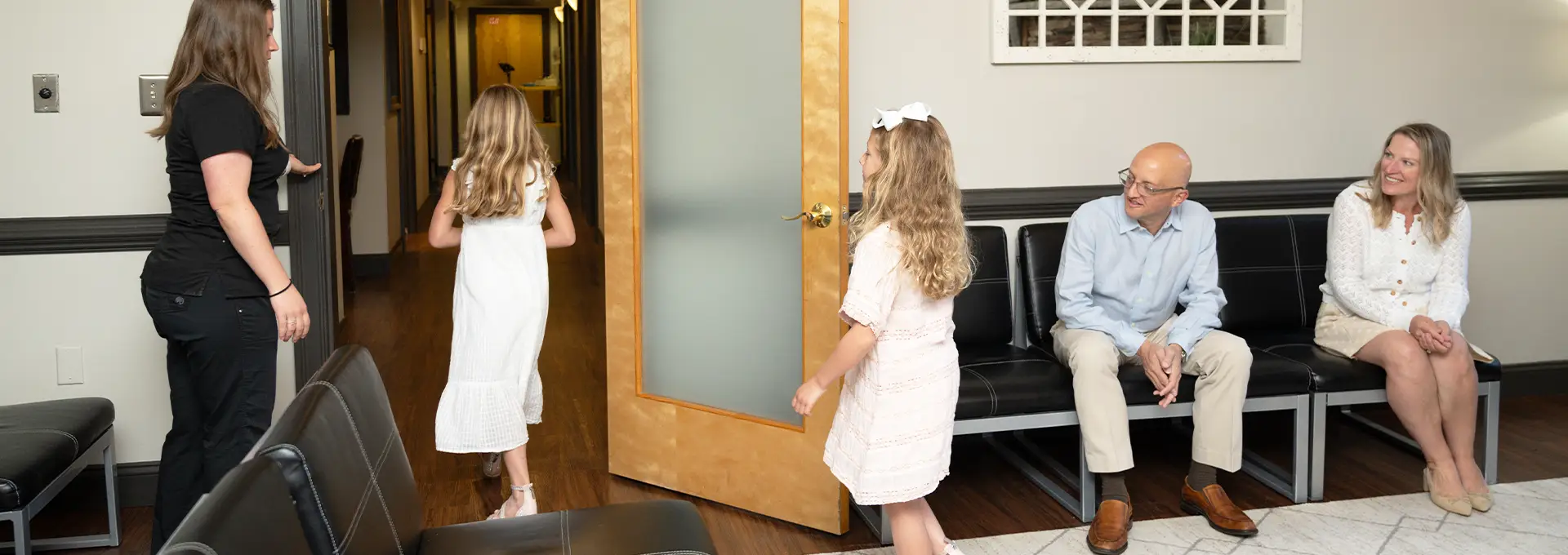 Pediatric Patient Walking into the Dentist Office